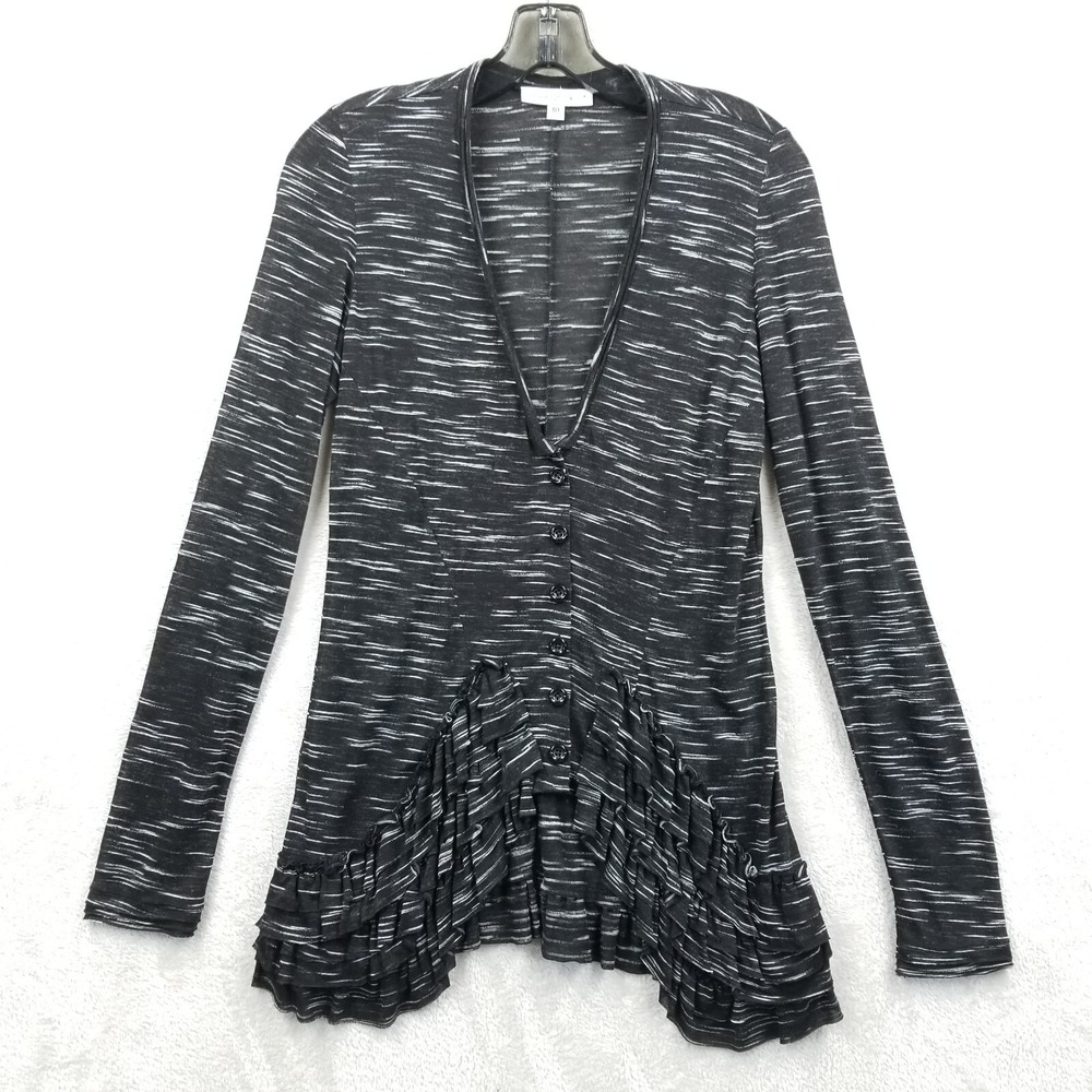 Heike Jarick Cardigan Women 10 Flowy Ruffle Hem Lagenlook Dark Fairy USA Made